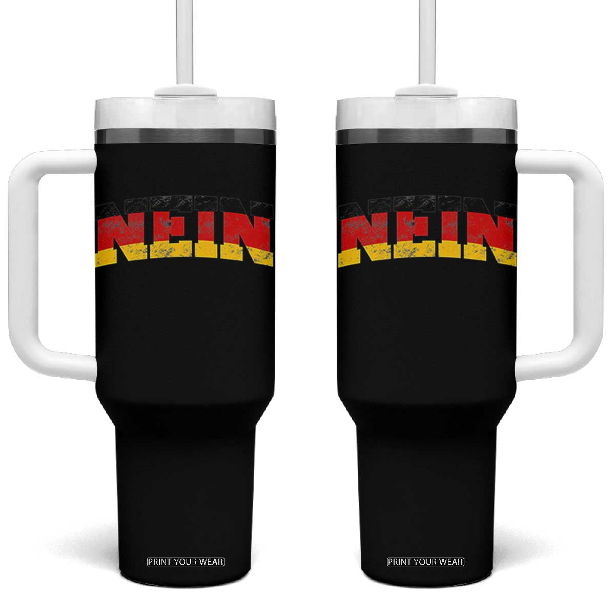 Nein Germany Tumbler With Handle No Saying Funny German Flag Oktoberfest TS10 One Size: 40 oz Black Print Your Wear