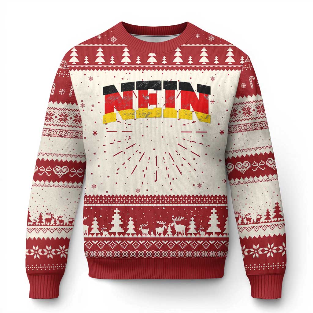 Nein Germany Knit Sweatshirt No Saying Funny German Flag Oktoberfest TS10 Red Print Your Wear