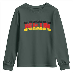 Nein Germany Youth Sweatshirt No Saying Funny German Flag Oktoberfest TS10 Dark Forest Green Print Your Wear