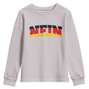 Nein Germany Youth Sweatshirt No Saying Funny German Flag Oktoberfest TS10 Ice Gray Print Your Wear