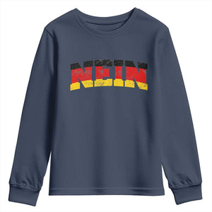 Nein Germany Youth Sweatshirt No Saying Funny German Flag Oktoberfest TS10 Navy Print Your Wear