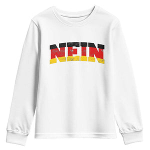Nein Germany Youth Sweatshirt No Saying Funny German Flag Oktoberfest TS10 White Print Your Wear