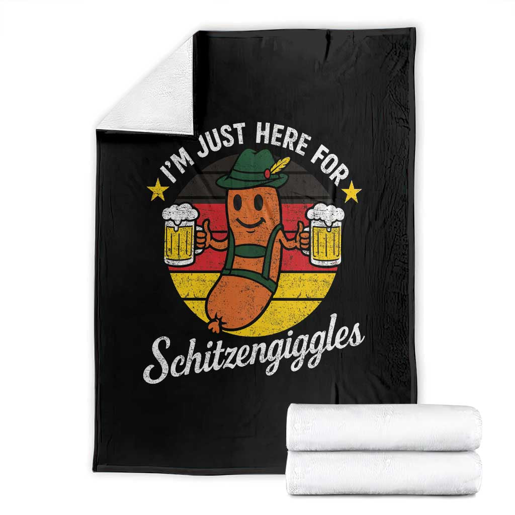 Funny Oktoberfest Throw Blanket Just Here for Schitzengiggles German Flag TS10 Black Print Your Wear