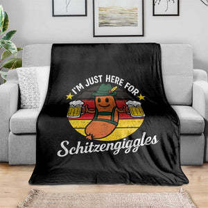 Funny Oktoberfest Throw Blanket Just Here for Schitzengiggles German Flag TS10 Print Your Wear