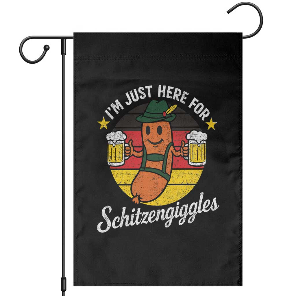 Funny Oktoberfest Garden Flag Just Here for Schitzengiggles German Flag TS10 Black Print Your Wear