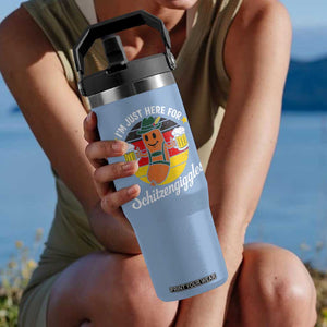 Funny Oktoberfest Flip Straw Tumbler Just Here for Schitzengiggles German Flag TS10 One Size: 30 oz Light Blue Print Your Wear