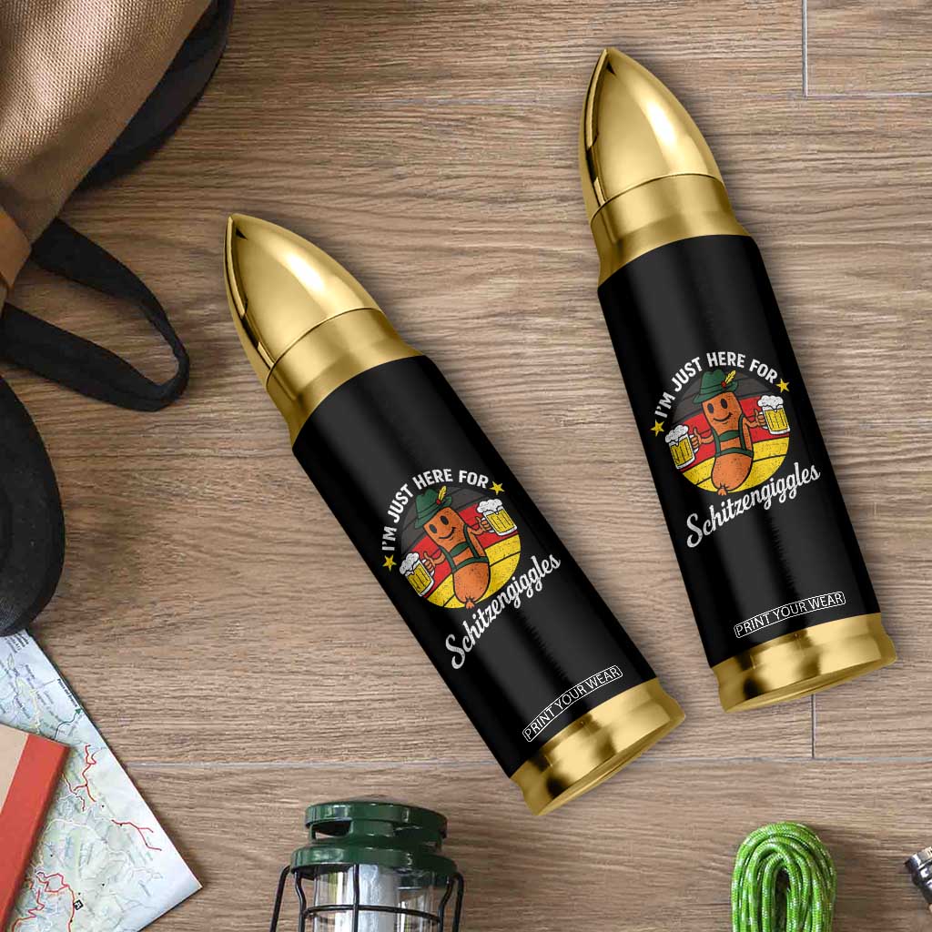 Funny Oktoberfest Bullet Tumbler Just Here for Schitzengiggles German Flag TS10 Print Your Wear