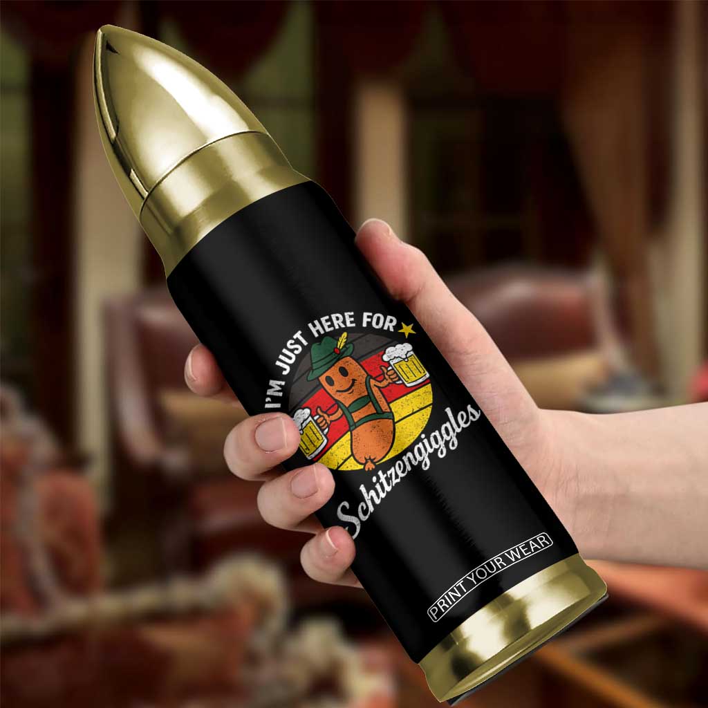 Funny Oktoberfest Bullet Tumbler Just Here for Schitzengiggles German Flag TS10 Print Your Wear