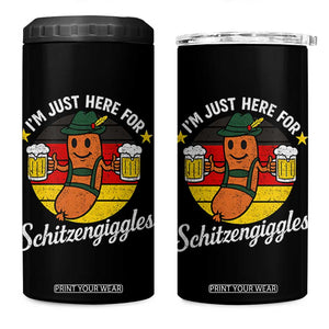 Funny Oktoberfest 4 in 1 Can Cooler Tumbler Just Here for Schitzengiggles German Flag TS10 One Size: 16 oz Black Print Your Wear
