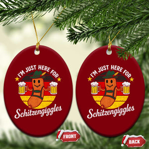 Funny Oktoberfest Ceramic Ornament Just Here for Schitzengiggles German Flag TS10 Print Your Wear