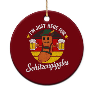 Funny Oktoberfest Ceramic Ornament Just Here for Schitzengiggles German Flag TS10 1pc Red Print Your Wear