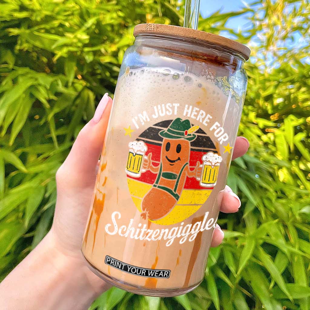 Funny Oktoberfest Glass Can Just Here for Schitzengiggles German Flag TS10 Black Print Your Wear