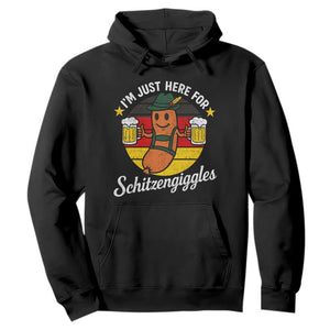 Funny Oktoberfest Hoodie Just Here for Schitzengiggles German Flag TS10 Black Print Your Wear