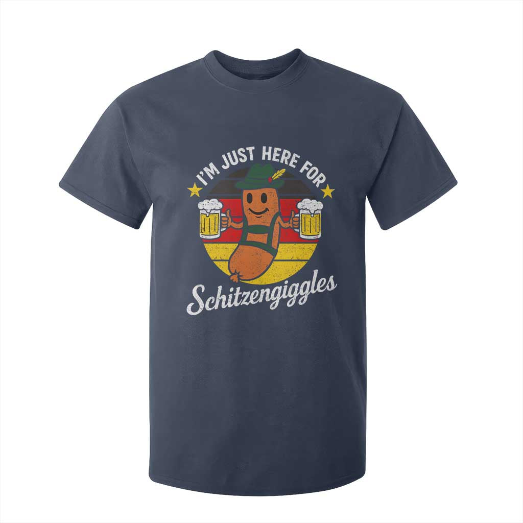 Funny Oktoberfest T Shirt For Kid Just Here for Schitzengiggles German Flag TS10 Navy Print Your Wear