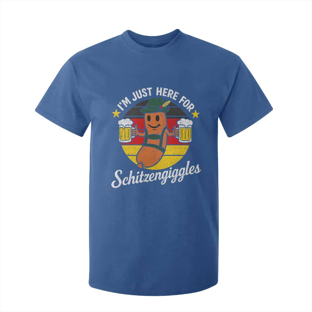 Funny Oktoberfest T Shirt For Kid Just Here for Schitzengiggles German Flag TS10 Royal Blue Print Your Wear