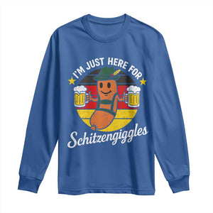Funny Oktoberfest Long Sleeve Shirt Just Here for Schitzengiggles German Flag TS10 Royal Blue Print Your Wear