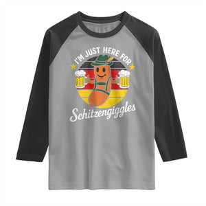 Funny Oktoberfest Raglan Shirt Just Here for Schitzengiggles German Flag TS10 Sport Gray Black Print Your Wear