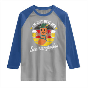Funny Oktoberfest Raglan Shirt Just Here for Schitzengiggles German Flag TS10 Sport Gray Royal Print Your Wear