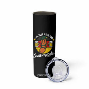 Funny Oktoberfest Skinny Tumbler Just Here for Schitzengiggles German Flag TS10 Print Your Wear