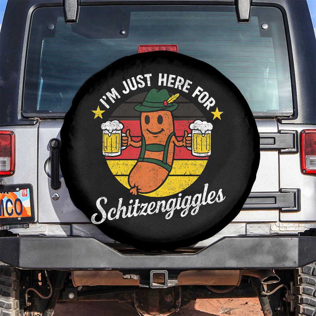 Funny Oktoberfest Spare Tire Cover Just Here for Schitzengiggles German Flag TS10 No hole Black Print Your Wear
