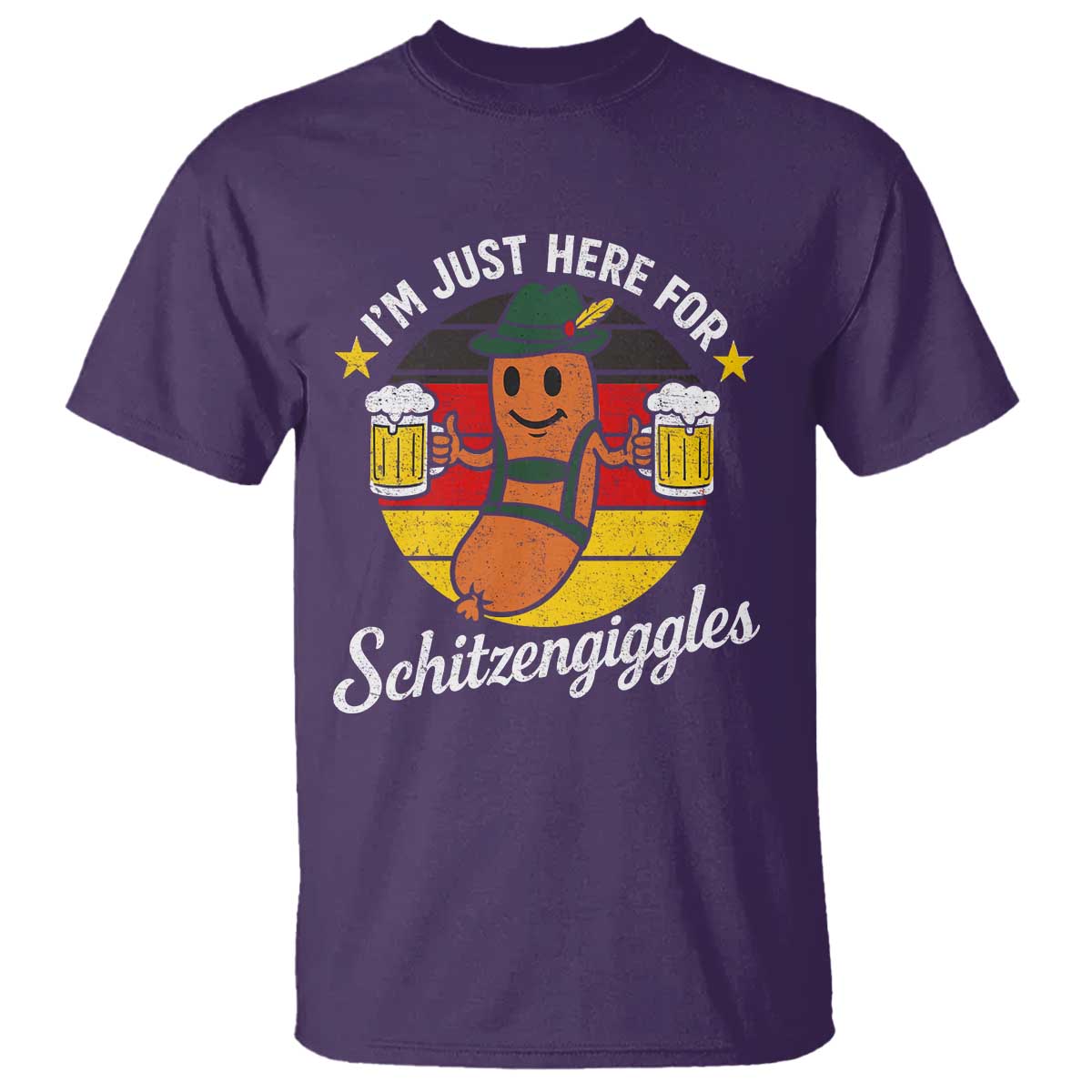 Funny Oktoberfest T Shirt Just Here for Schitzengiggles German Flag TS10 Purple Print Your Wear