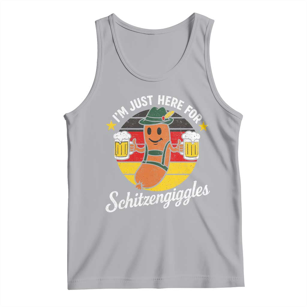 Funny Oktoberfest Tank Top Just Here for Schitzengiggles German Flag TS10 Athletic Heather Print Your Wear