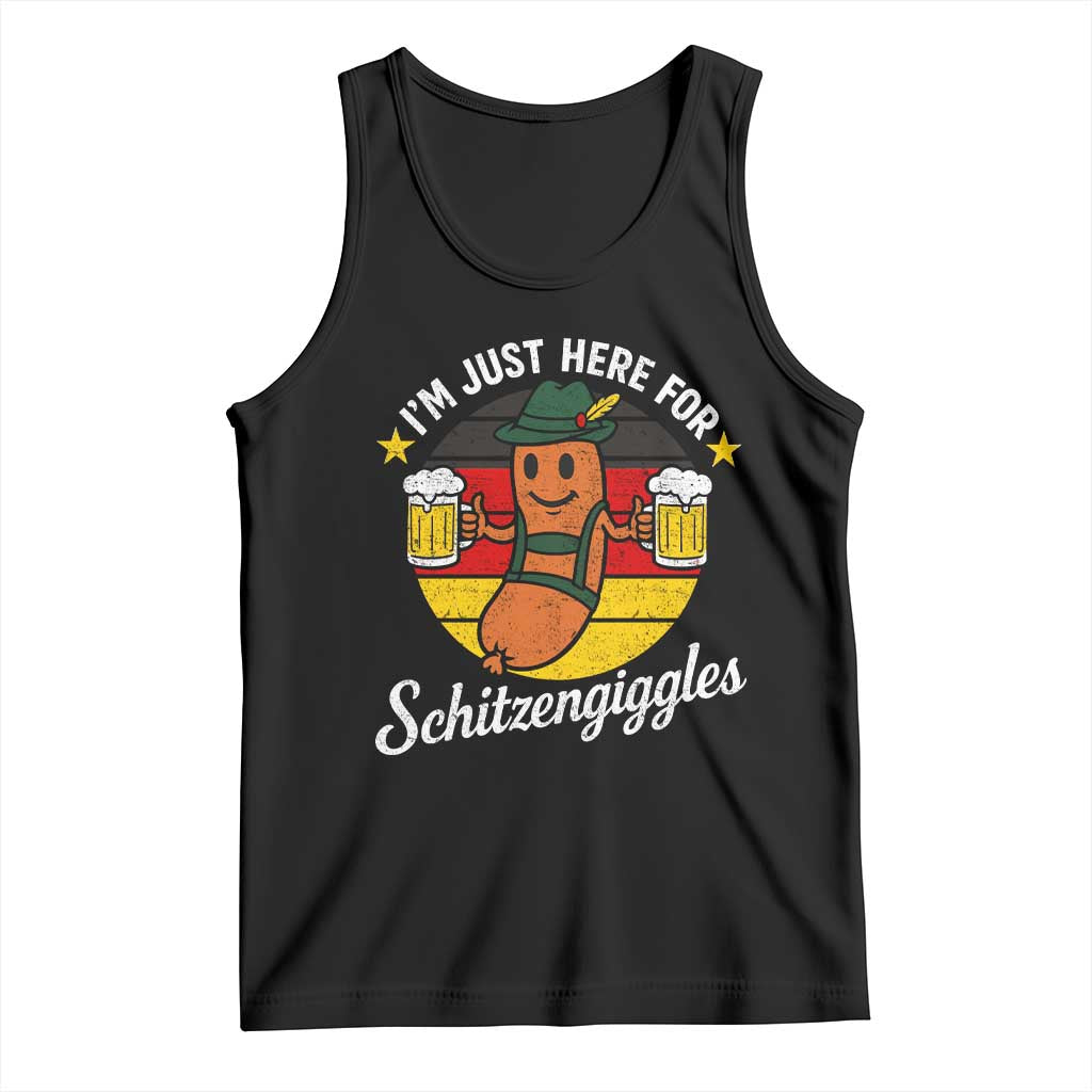 Funny Oktoberfest Tank Top Just Here for Schitzengiggles German Flag TS10 Black Print Your Wear
