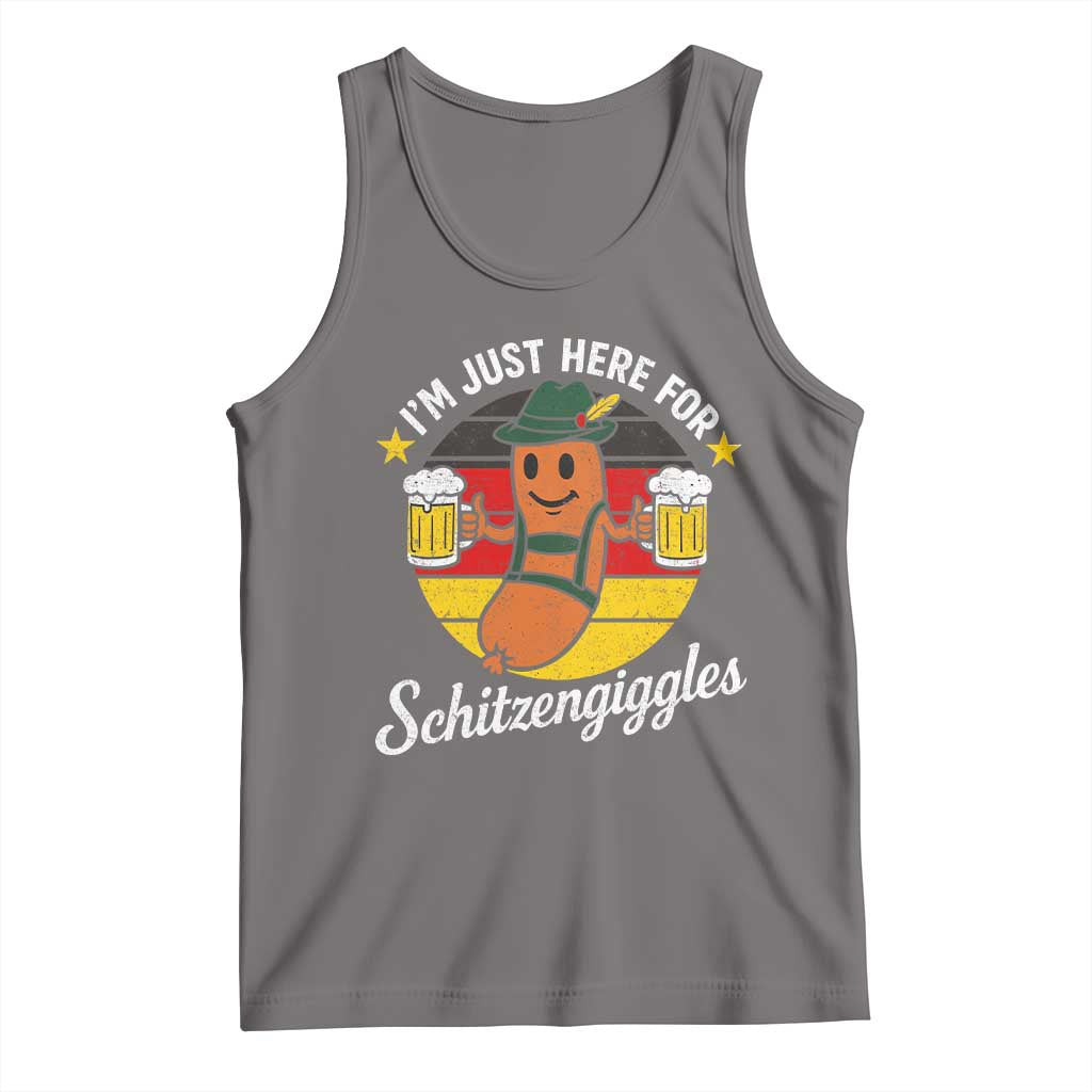 Funny Oktoberfest Tank Top Just Here for Schitzengiggles German Flag TS10 Deep Heather Print Your Wear
