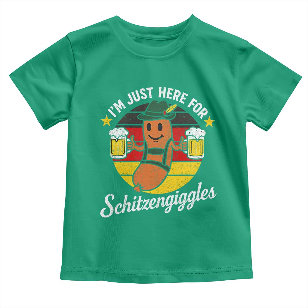 Funny Oktoberfest Toddler T Shirt Just Here for Schitzengiggles German Flag TS10 Irish Green Print Your Wear