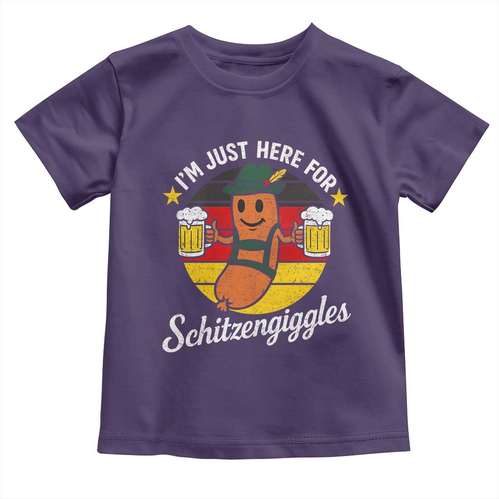 Funny Oktoberfest Toddler T Shirt Just Here for Schitzengiggles German Flag TS10 Purple Print Your Wear