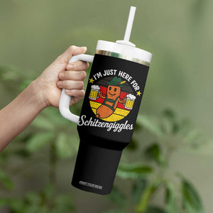 Funny Oktoberfest Tumbler With Handle Just Here for Schitzengiggles German Flag TS10 Print Your Wear