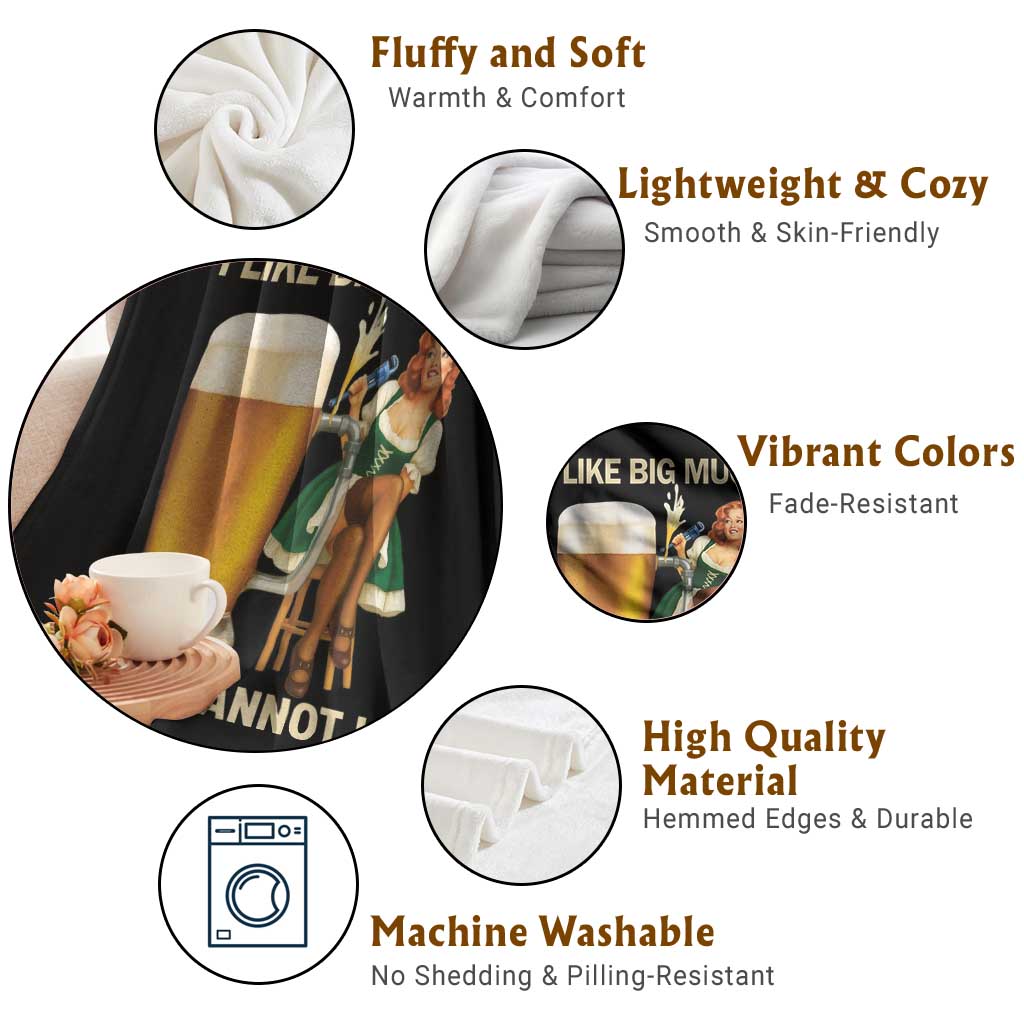 Oktoberfest Beer Throw Blanket Funny I Like Big Mugs Pin Up Girl Dirndl TS10 Print Your Wear