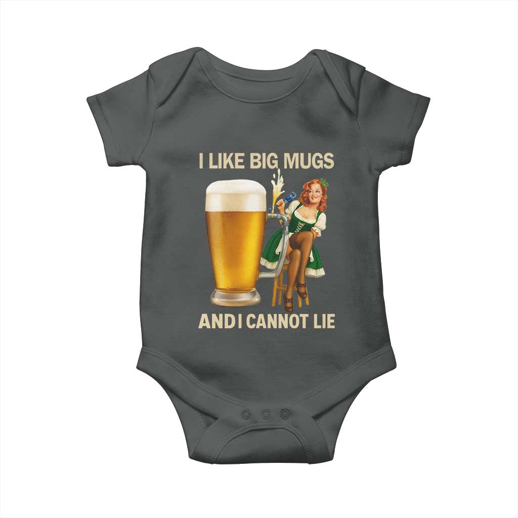 Oktoberfest Beer Baby Onesie Funny I Like Big Mugs Pin Up Girl Dirndl TS10 Dark Heather Print Your Wear
