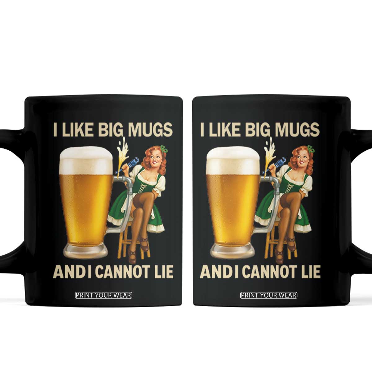 Oktoberfest Beer Coffee Mug Funny I Like Big Mugs Pin Up Girl Dirndl TS10 Black Print Your Wear