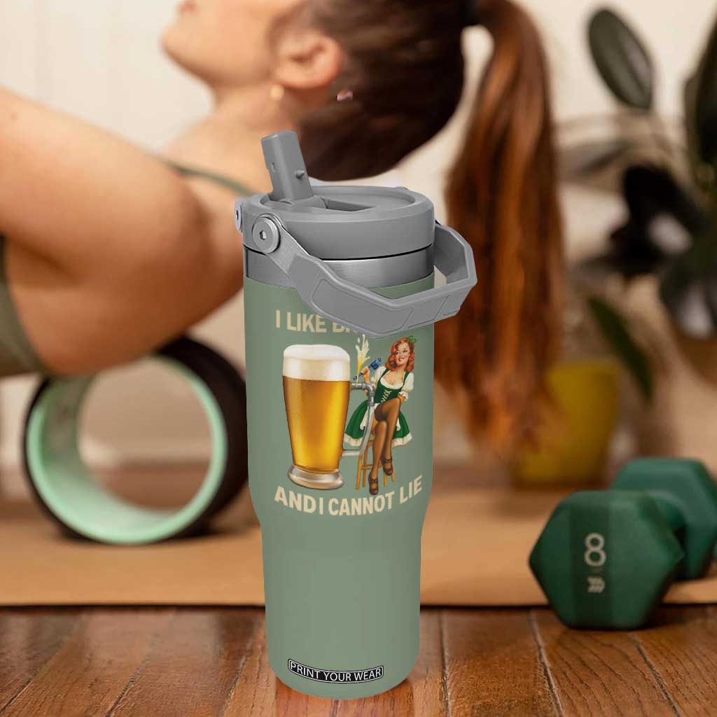 Oktoberfest Beer Flip Straw Tumbler Funny I Like Big Mugs Pin Up Girl Dirndl TS10 One Size: 30 oz Moss Green Print Your Wear