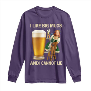 Oktoberfest Beer Long Sleeve Shirt Funny I Like Big Mugs Pin Up Girl Dirndl TS10 Purple Print Your Wear