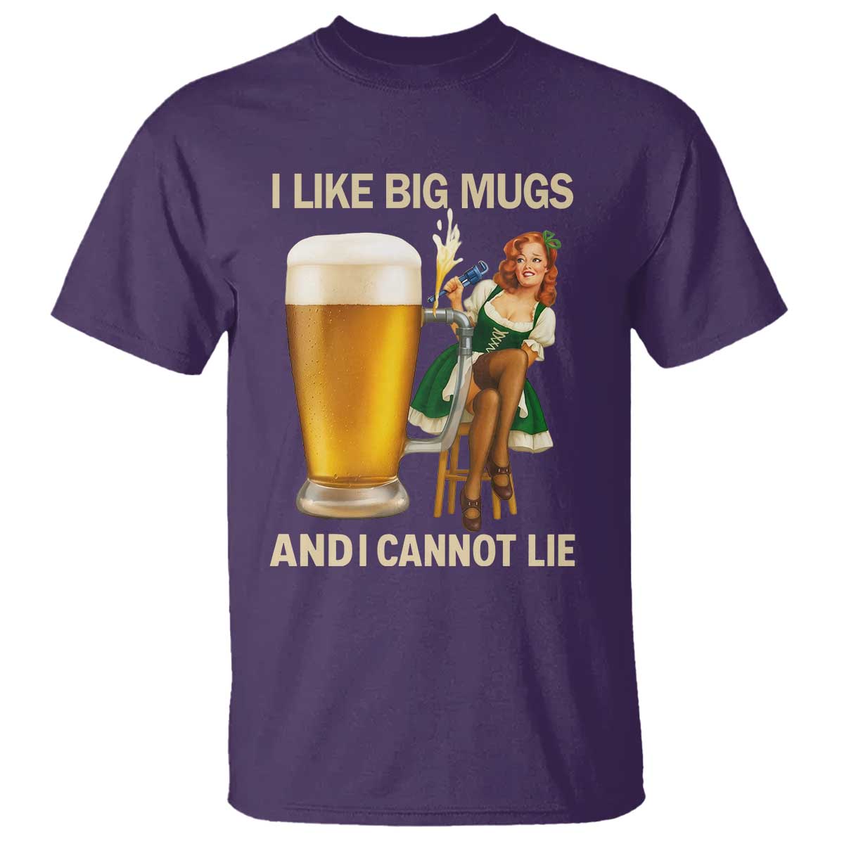 Oktoberfest Beer T Shirt Funny I Like Big Mugs Pin Up Girl Dirndl TS10 Purple Print Your Wear