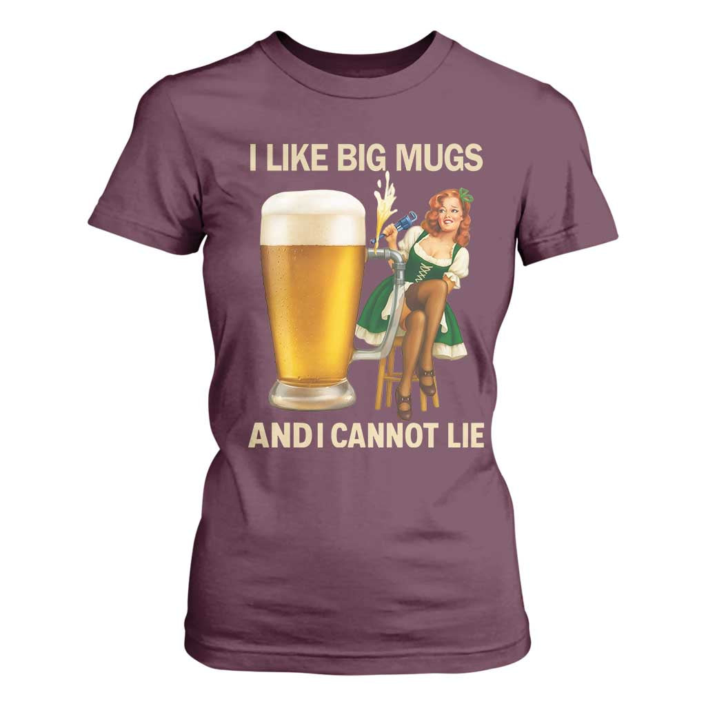 Oktoberfest Beer T Shirt For Women Funny I Like Big Mugs Pin Up Girl Dirndl TS10 Maroon Print Your Wear