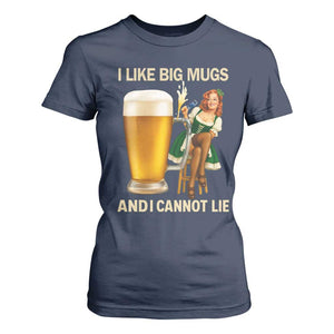 Oktoberfest Beer T Shirt For Women Funny I Like Big Mugs Pin Up Girl Dirndl TS10 Navy Print Your Wear