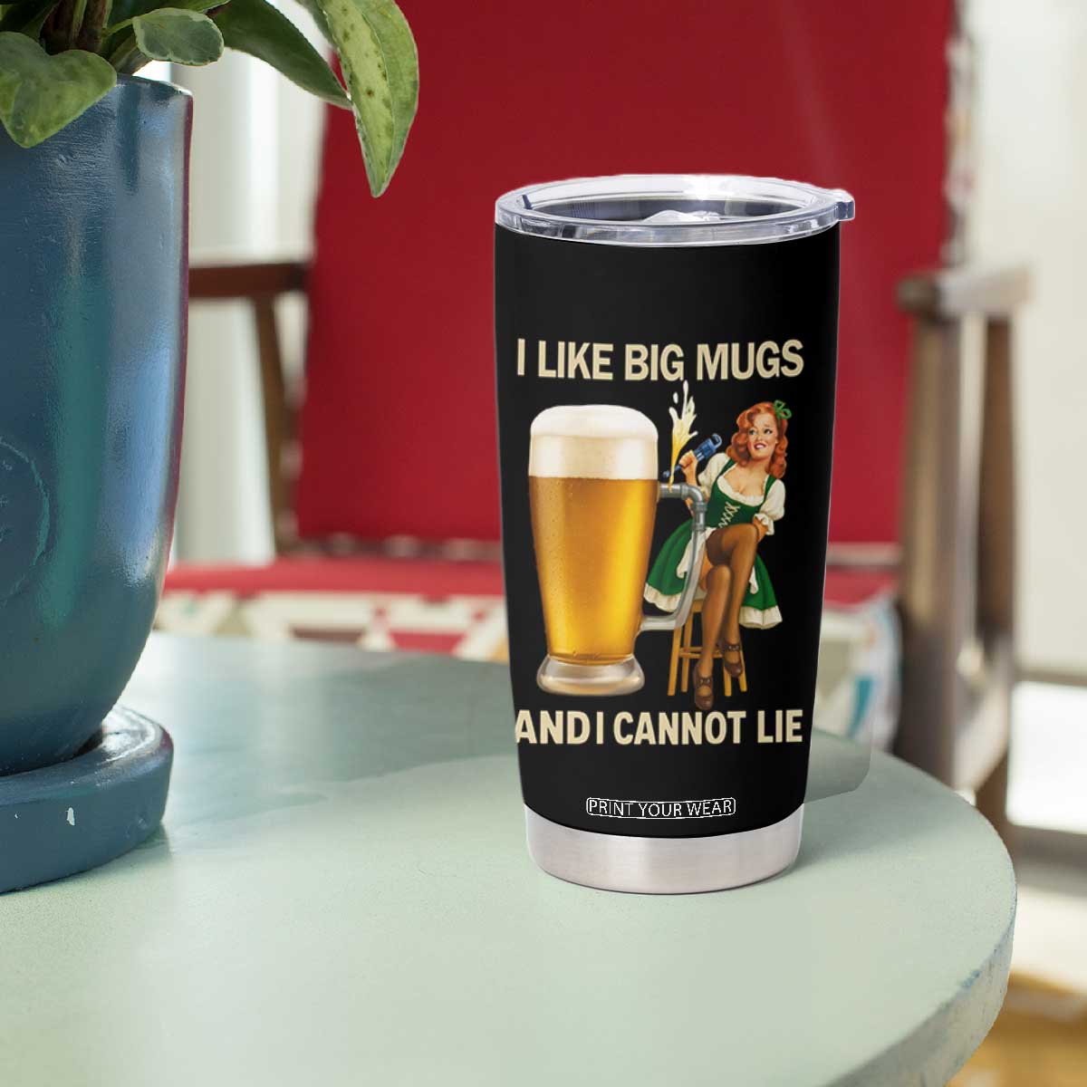 Oktoberfest Beer Tumbler Cup Funny I Like Big Mugs Pin Up Girl Dirndl TS10 Print Your Wear