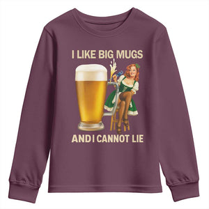 Oktoberfest Beer Youth Sweatshirt Funny I Like Big Mugs Pin Up Girl Dirndl TS10 Maroon Print Your Wear