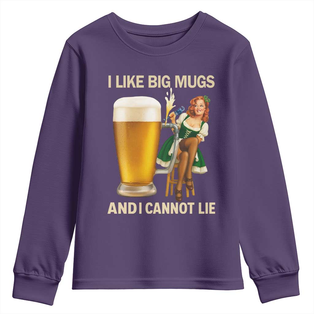 Oktoberfest Beer Youth Sweatshirt Funny I Like Big Mugs Pin Up Girl Dirndl TS10 Purple Print Your Wear
