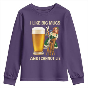 Oktoberfest Beer Youth Sweatshirt Funny I Like Big Mugs Pin Up Girl Dirndl TS10 Purple Print Your Wear