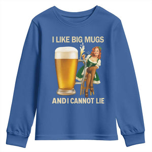 Oktoberfest Beer Youth Sweatshirt Funny I Like Big Mugs Pin Up Girl Dirndl TS10 Royal Blue Print Your Wear