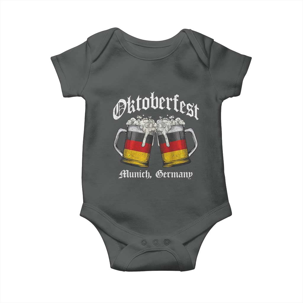 Vintage Oktoberfest Munich Baby Onesie Prost Beer Germany Flag Drinking TS10 Dark Heather Print Your Wear
