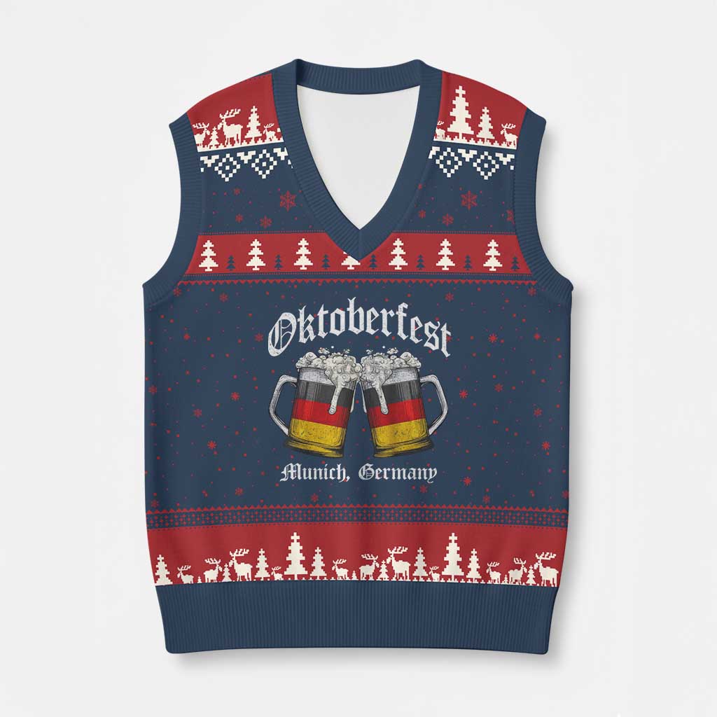 Vintage Oktoberfest Munich V-Neck Knit Sweater Vest Prost Beer Germany Flag Drinking TS10 Navy Red Print Your Wear