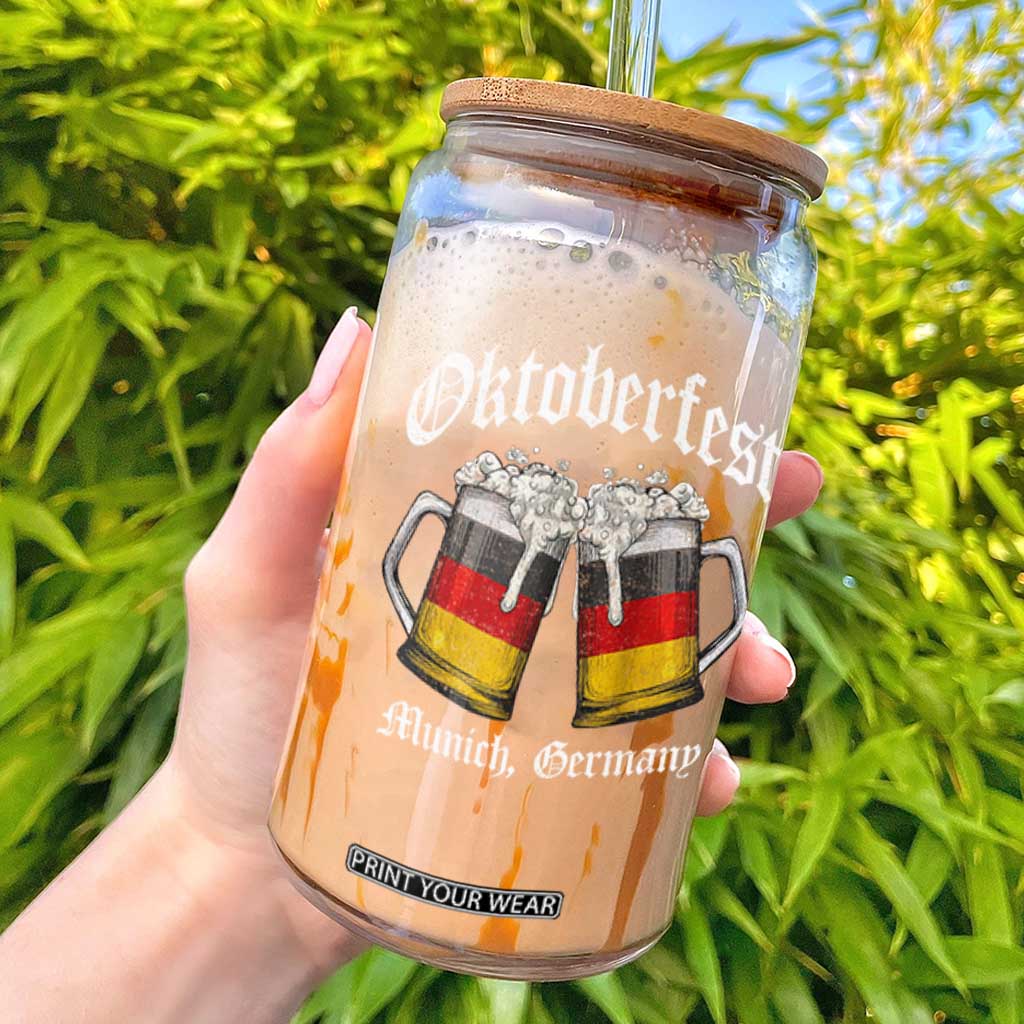 Vintage Oktoberfest Munich Glass Can Prost Beer Germany Flag Drinking TS10 Black Print Your Wear