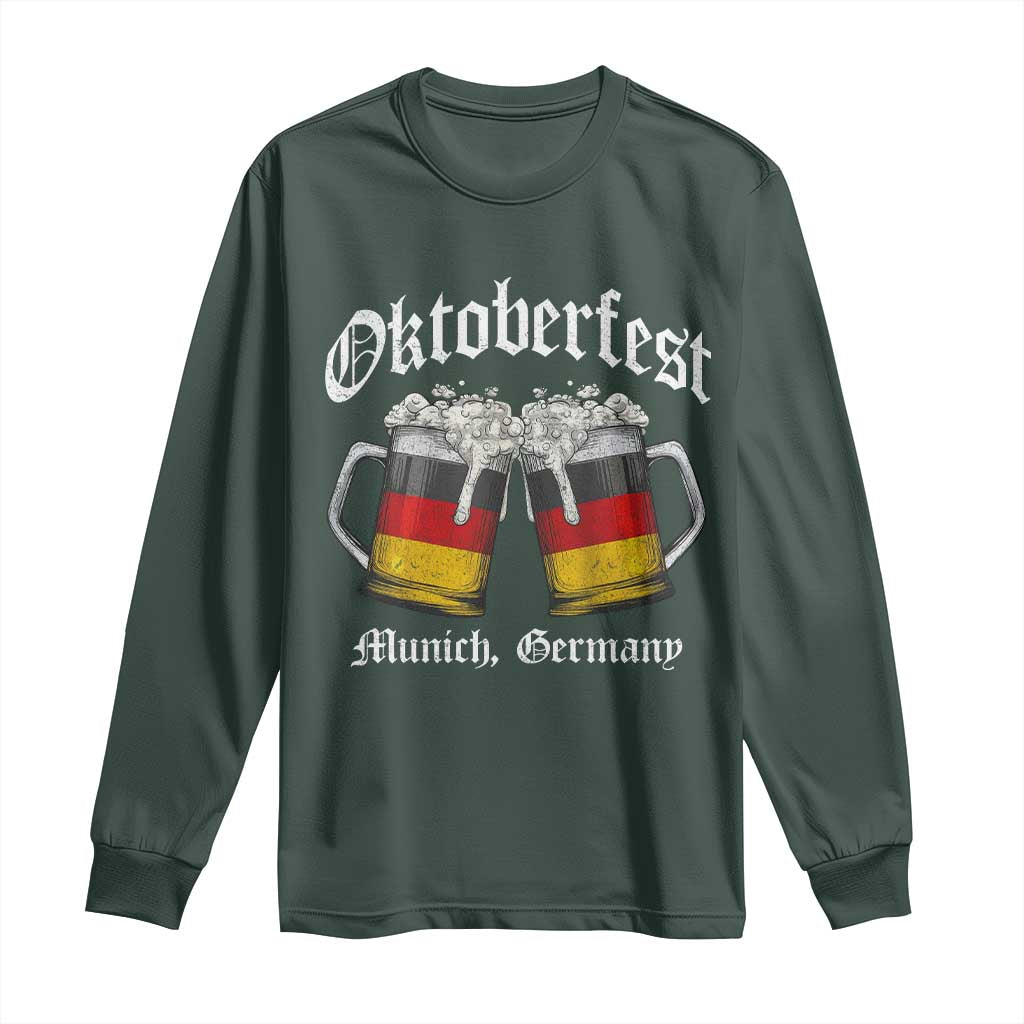 Vintage Oktoberfest Munich Long Sleeve Shirt Prost Beer Germany Flag Drinking TS10 Dark Forest Green Print Your Wear