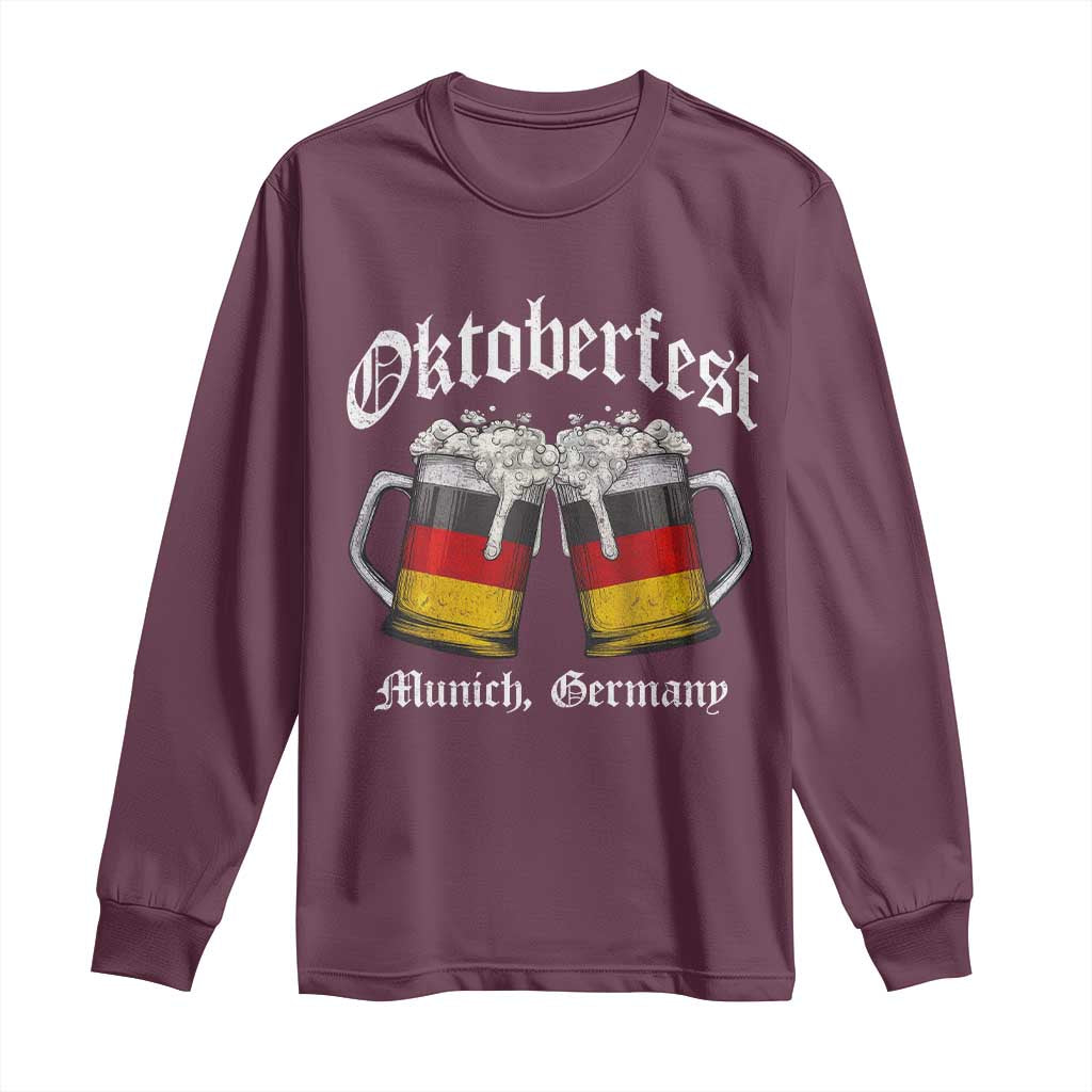 Vintage Oktoberfest Munich Long Sleeve Shirt Prost Beer Germany Flag Drinking TS10 Maroon Print Your Wear