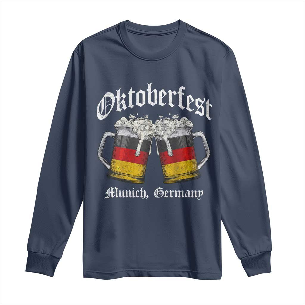 Vintage Oktoberfest Munich Long Sleeve Shirt Prost Beer Germany Flag Drinking TS10 Navy Print Your Wear